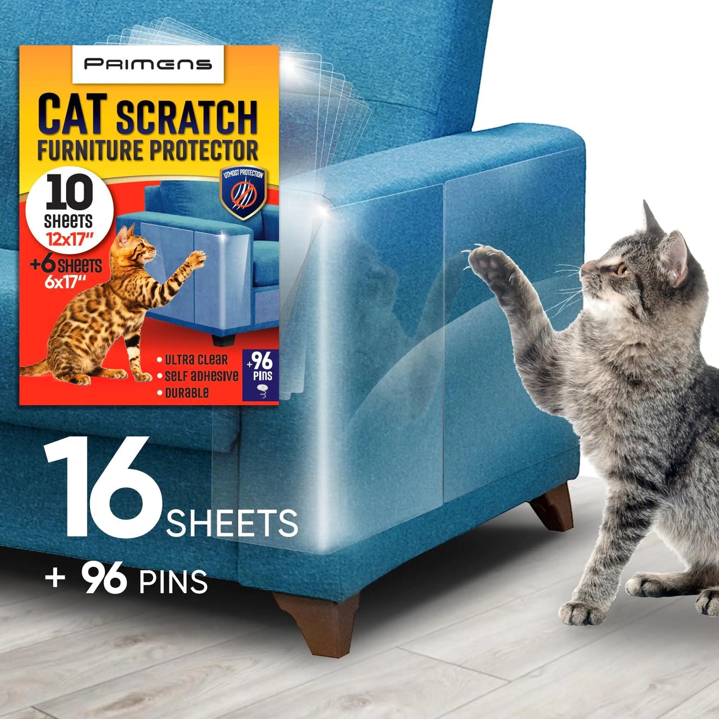 Heavy Duty Cat Scratch Deterrent Furniture Protectors for Sofa Clear 16 Sheets